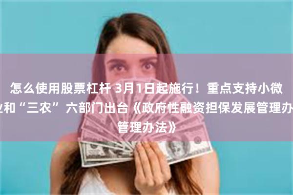 怎么使用股票杠杆 3月1日起施行！重点支持小微企业和“三农” 六部门出台《政府性融资担保发展管理办法》