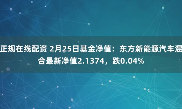 正规在线配资 2月25日基金净值：东方新能源汽车混合最新净值2.1374，跌0.04%